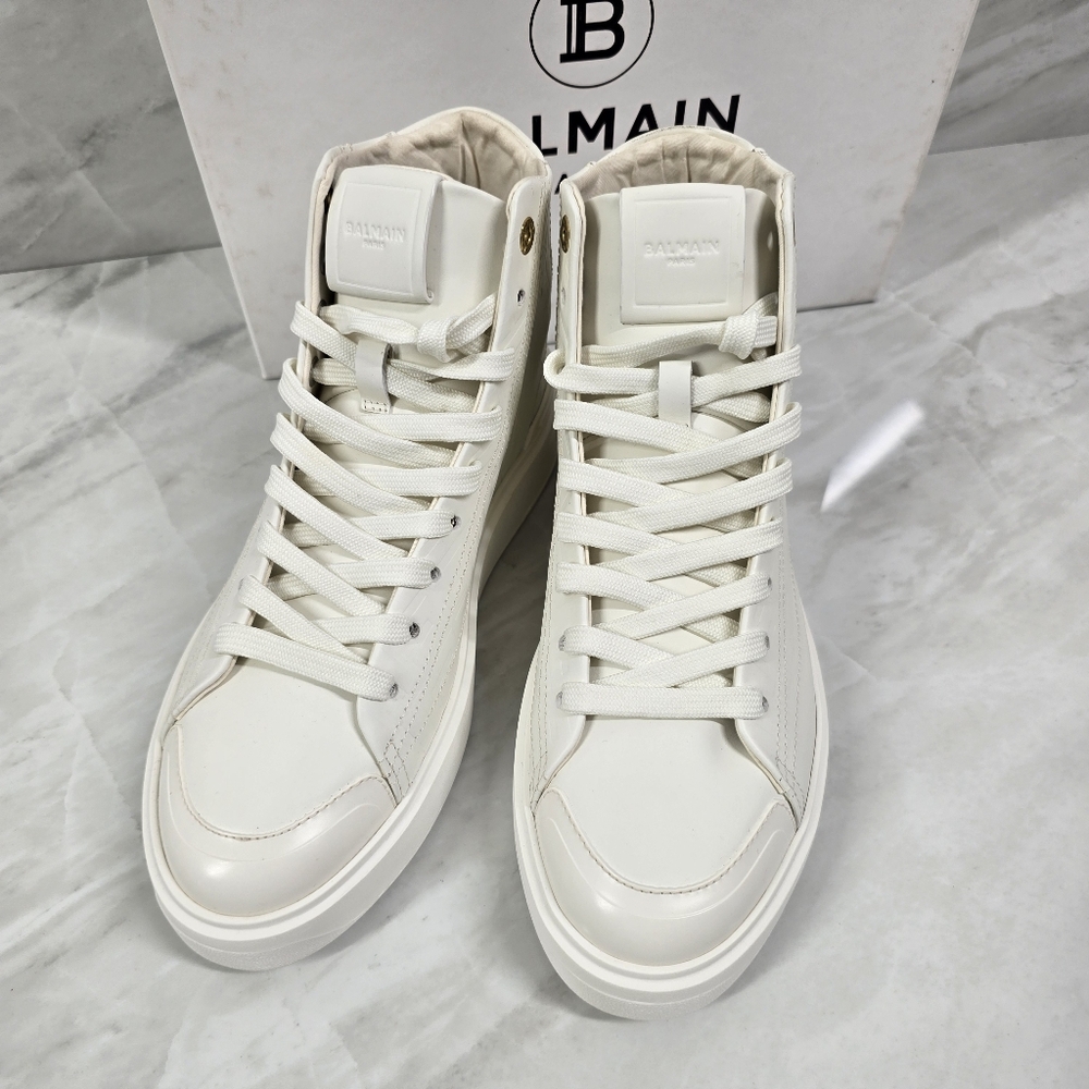 Balmain White High-Top Sneakers